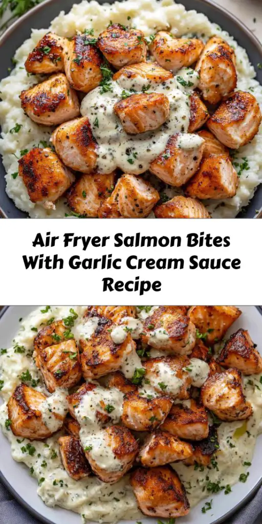 Air Fryer Salmon Bites With Garlic Cream Sauce Recipe