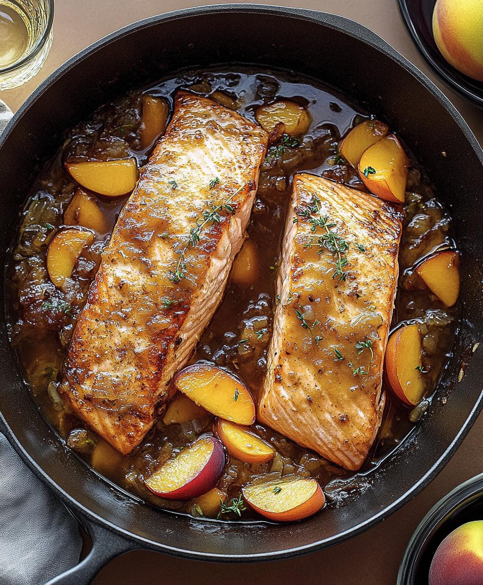 Bourbon Peach Roasted Salmon Recipe
