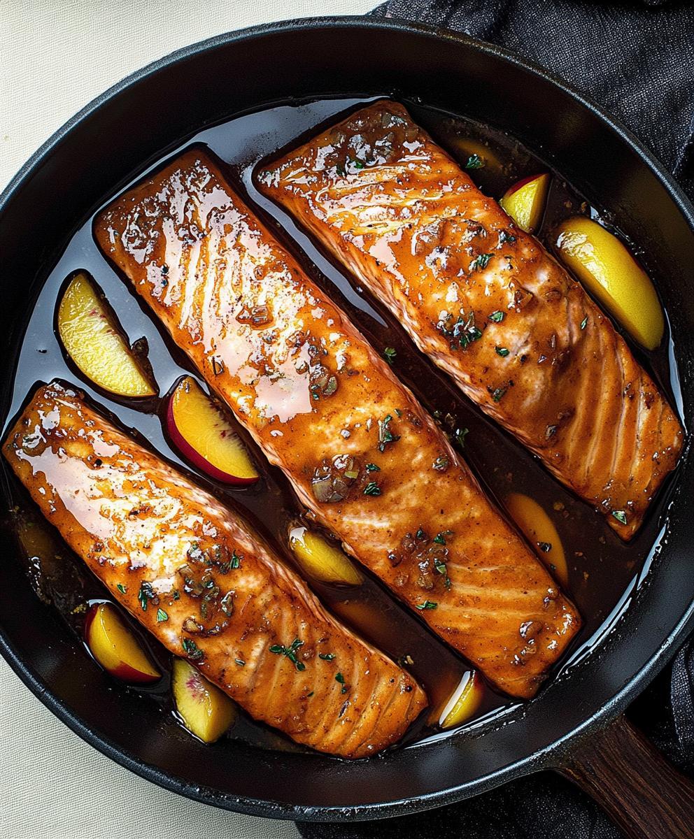 Bourbon Peach Roasted Salmon Recipe