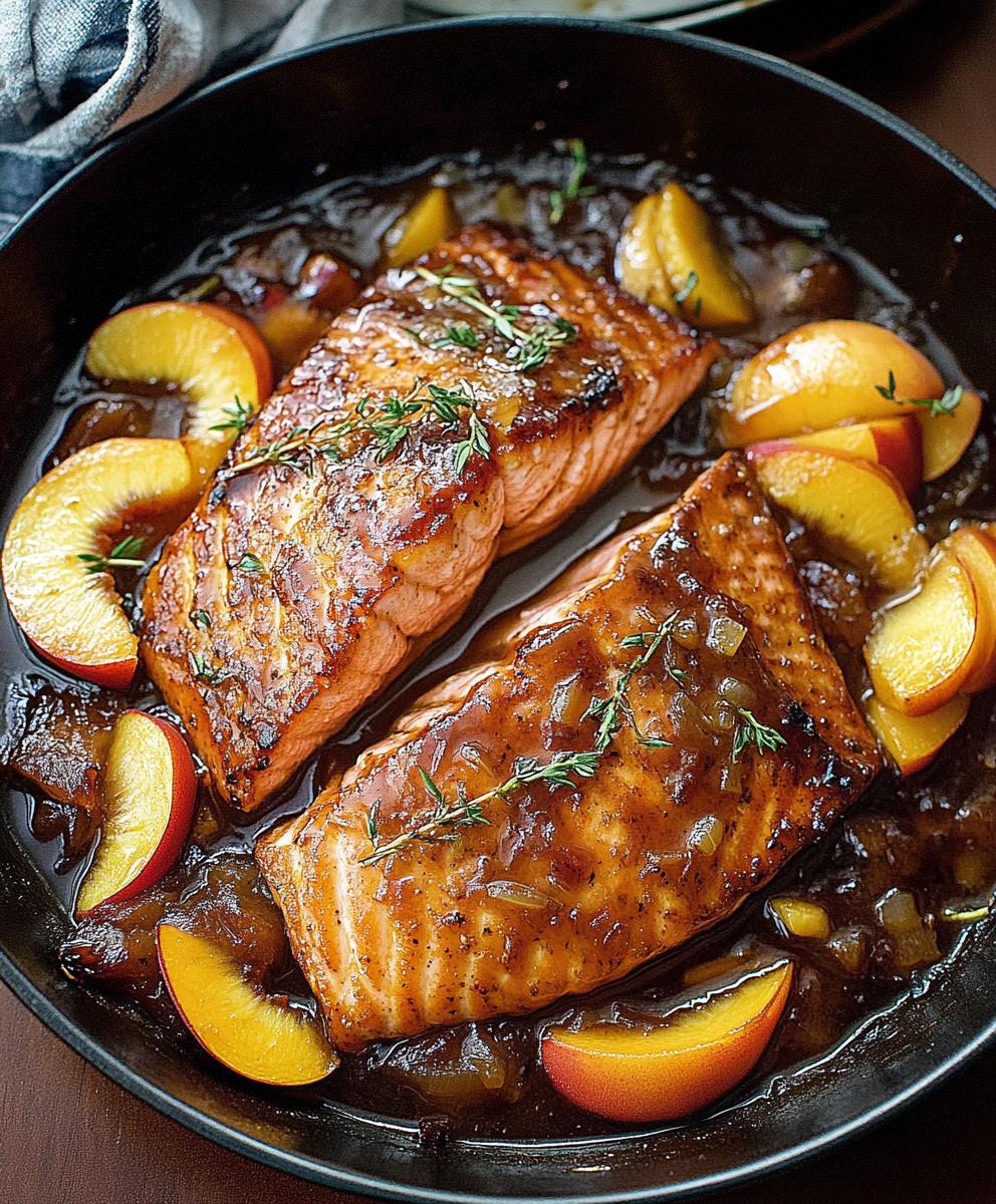 Bourbon Peach Roasted Salmon Recipe
