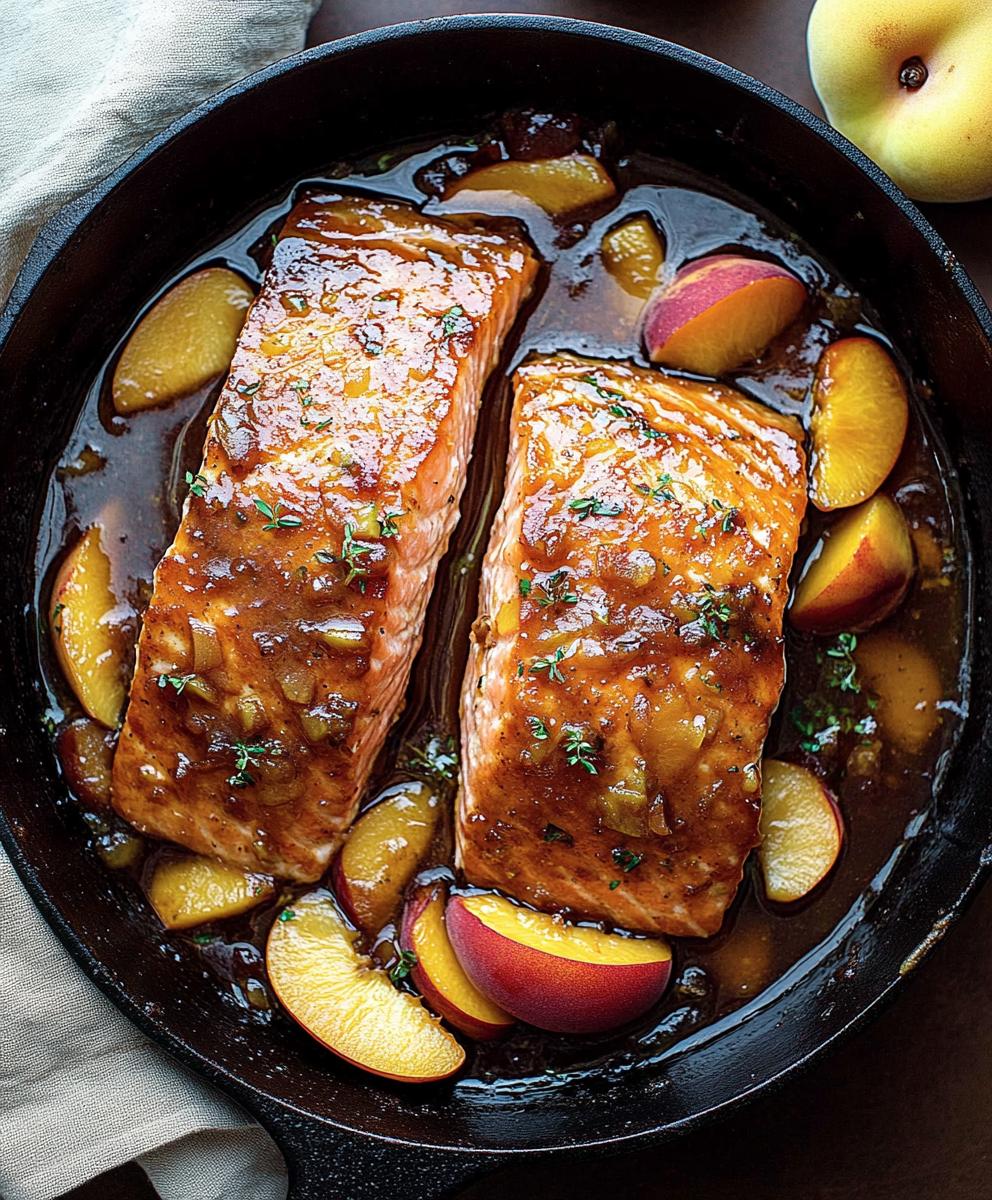 Bourbon Peach Roasted Salmon Recipe