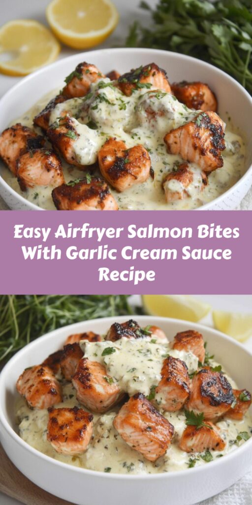 Easy Airfryer Salmon Bites With Garlic Cream Sauce Recipe