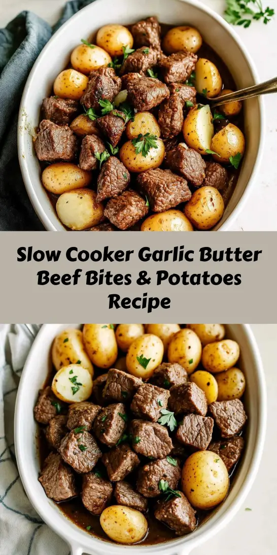 Slow Cooker Garlic Butter Beef Bites & Potatoes Recipe