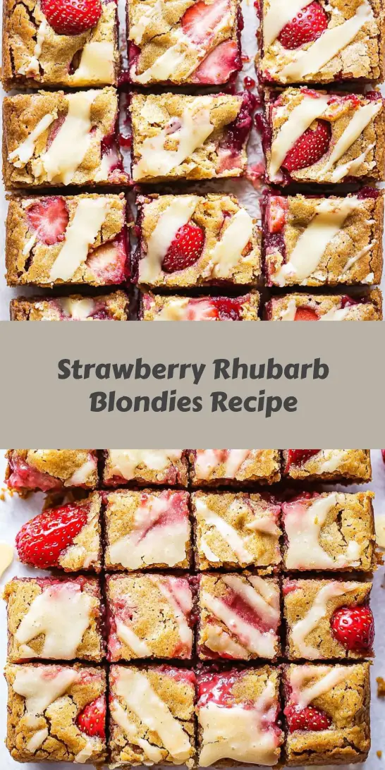 Strawberry Rhubarb Blondies Recipe