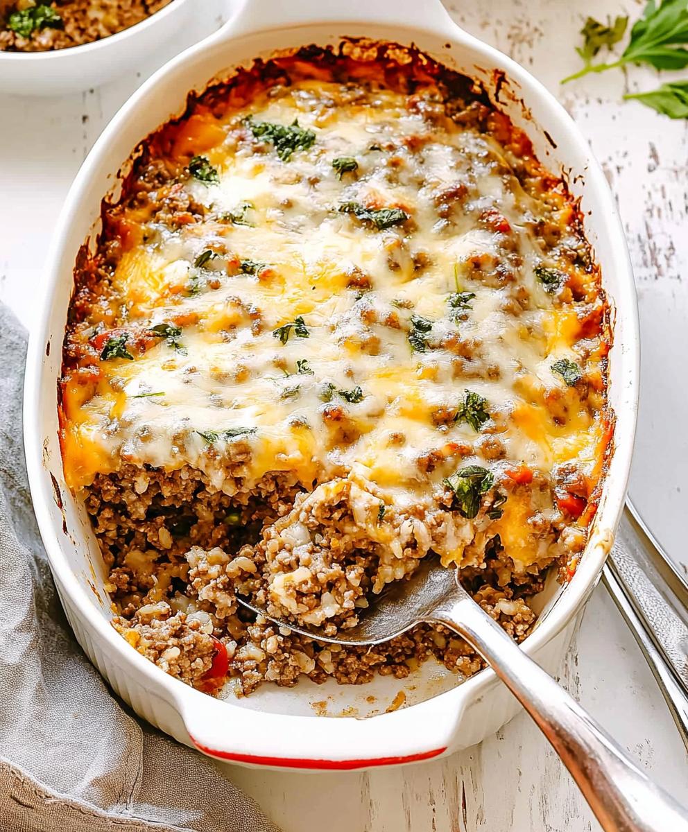Cheesy Ground Beef And Rice Casserole Recipe