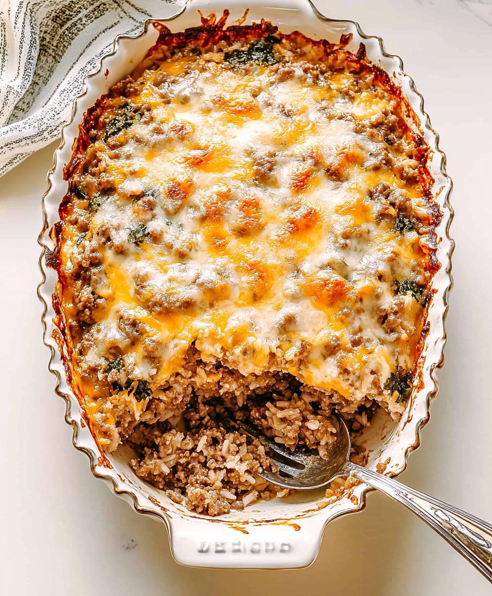 Cheesy Ground Beef And Rice Casserole Recipe