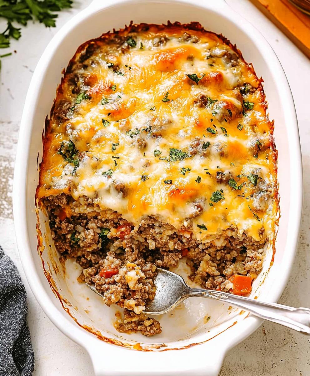 Cheesy Ground Beef And Rice Casserole Recipe