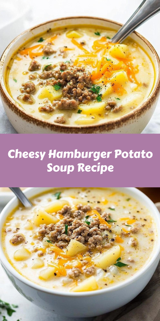 Cheesy Hamburger Potato Soup Recipe