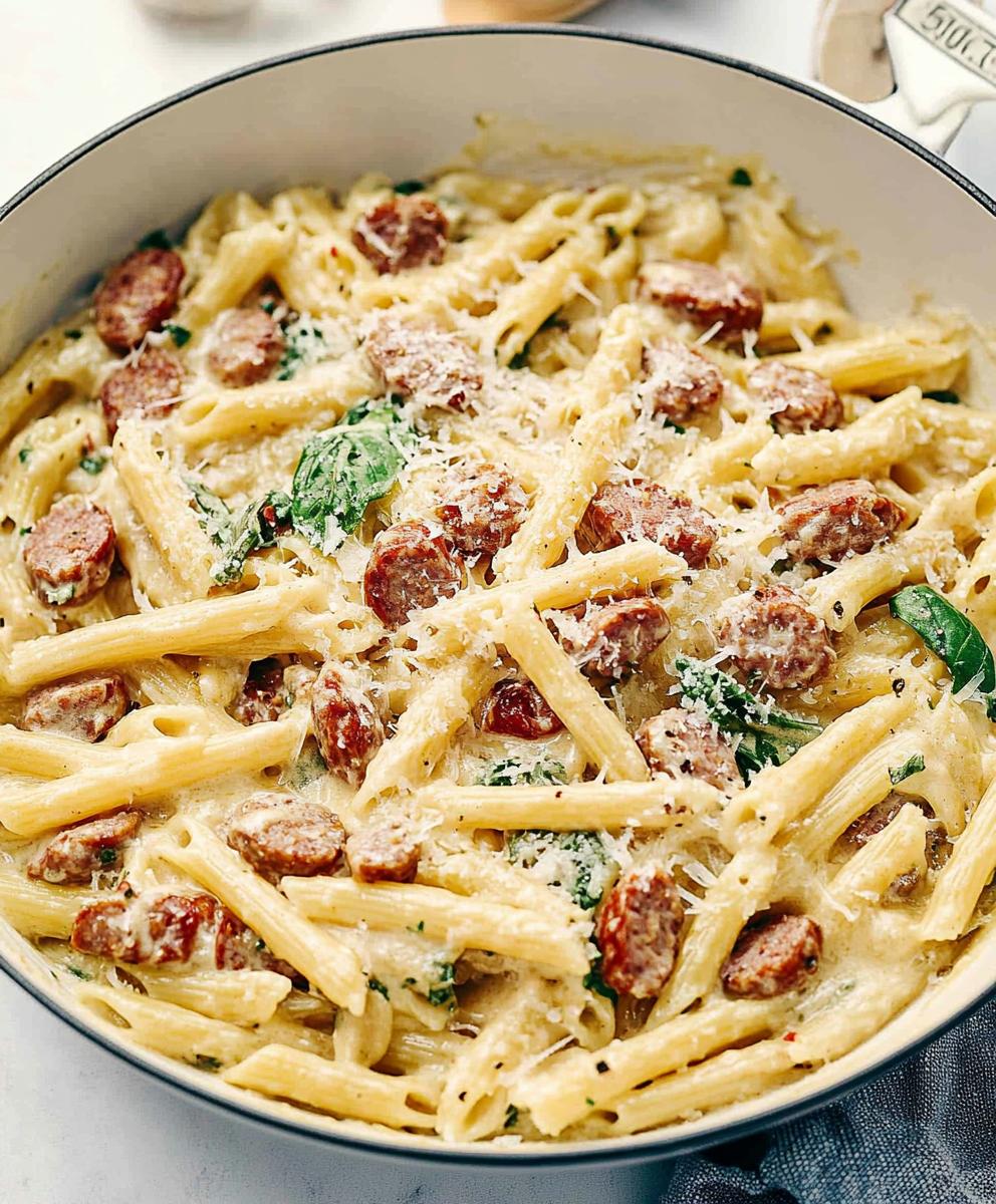 Creamy Tuscan Sausage Pasta Recipe