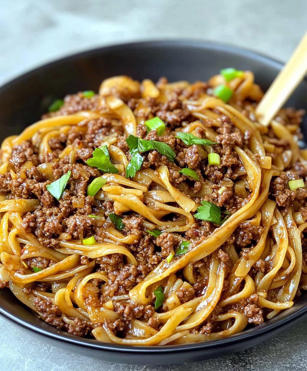Mongolian Ground Beef Noodles Recipe