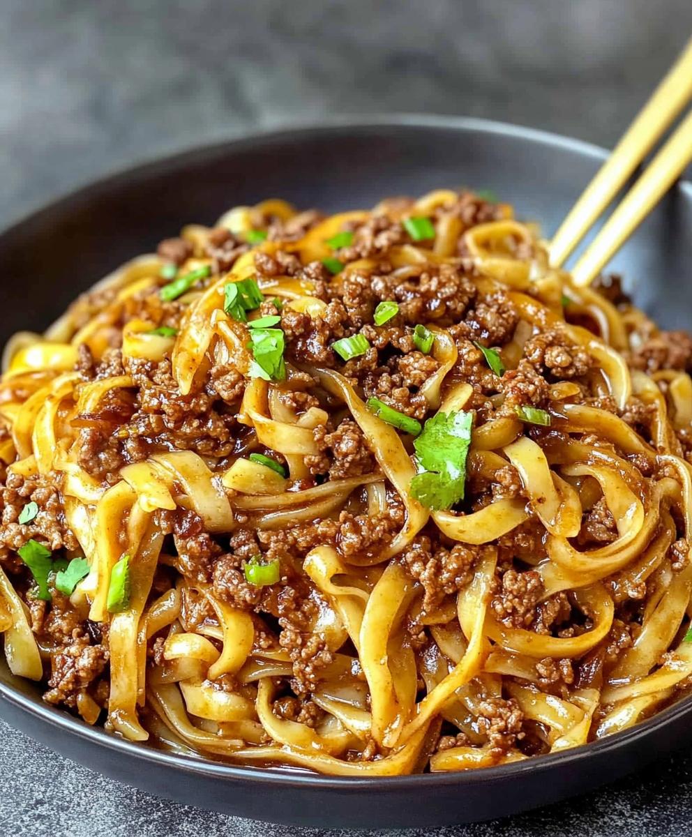 Mongolian Ground Beef Noodles Recipe