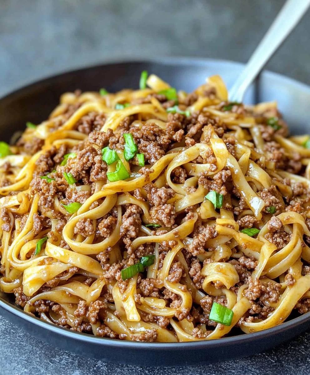 Mongolian Ground Beef Noodles Recipe