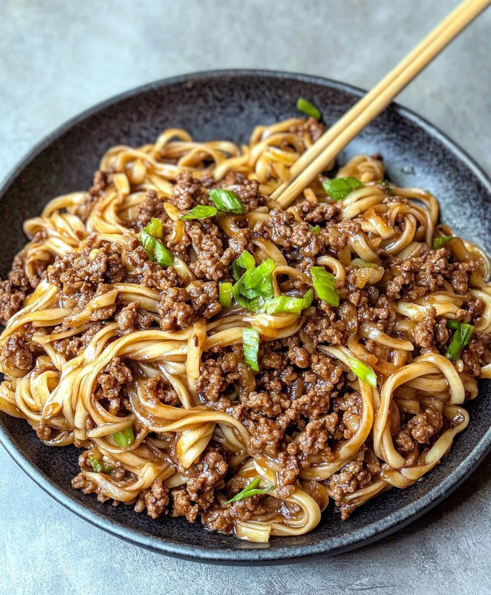 Mongolian Ground Beef Noodles Recipe
