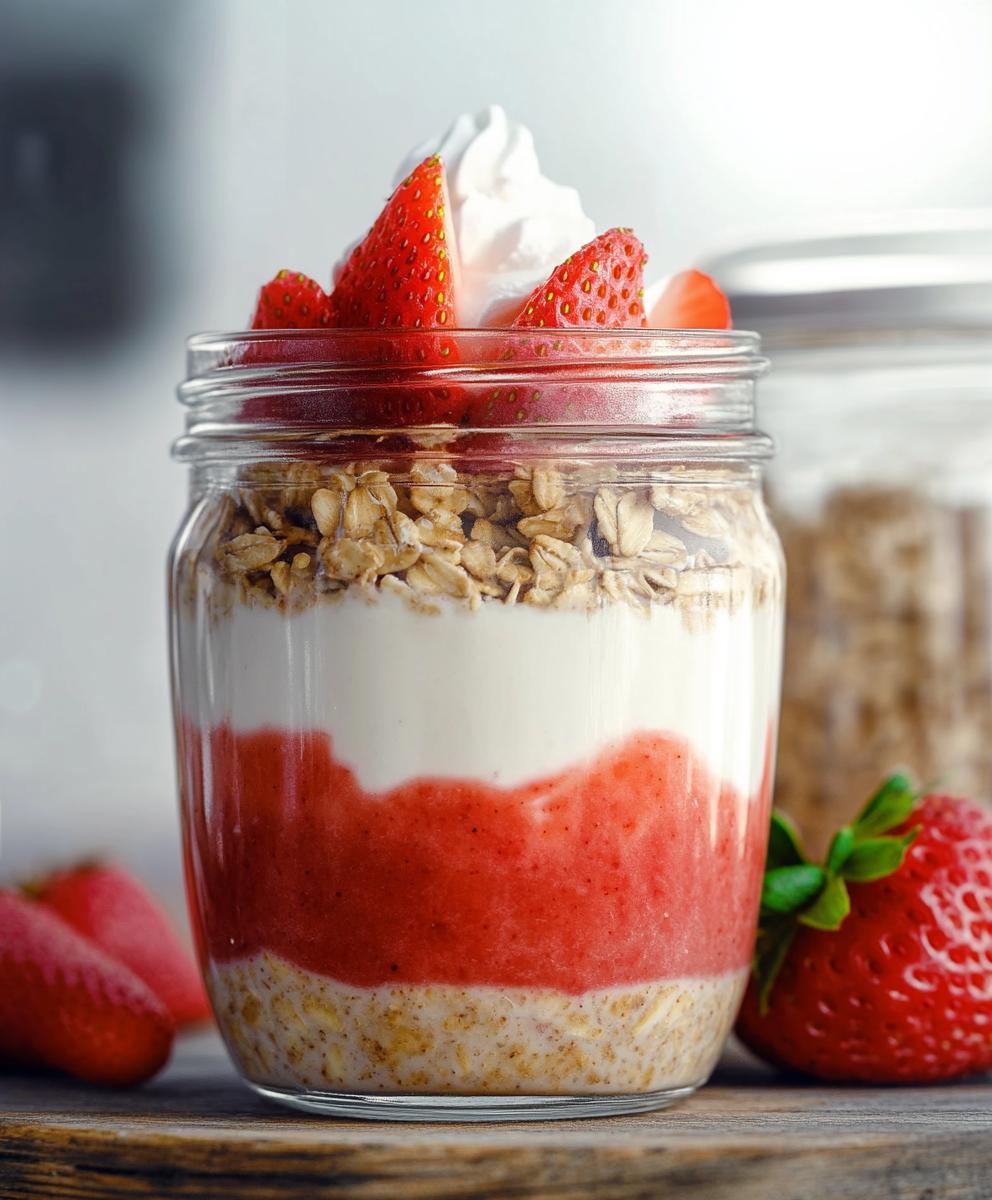 Nutritious Strawberry Cheesecake Overnight Oats Recipe