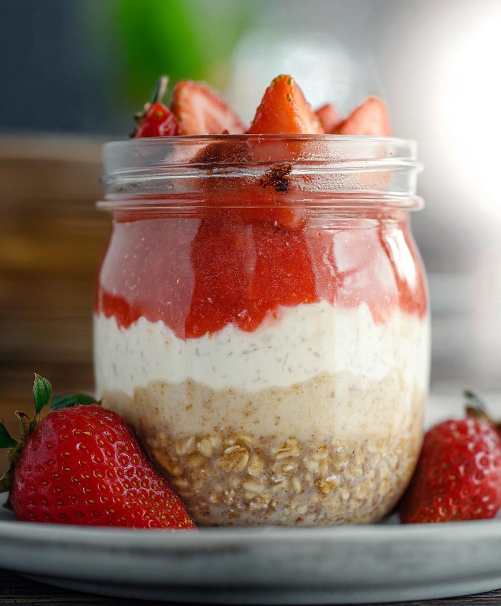 Nutritious Strawberry Cheesecake Overnight Oats Recipe