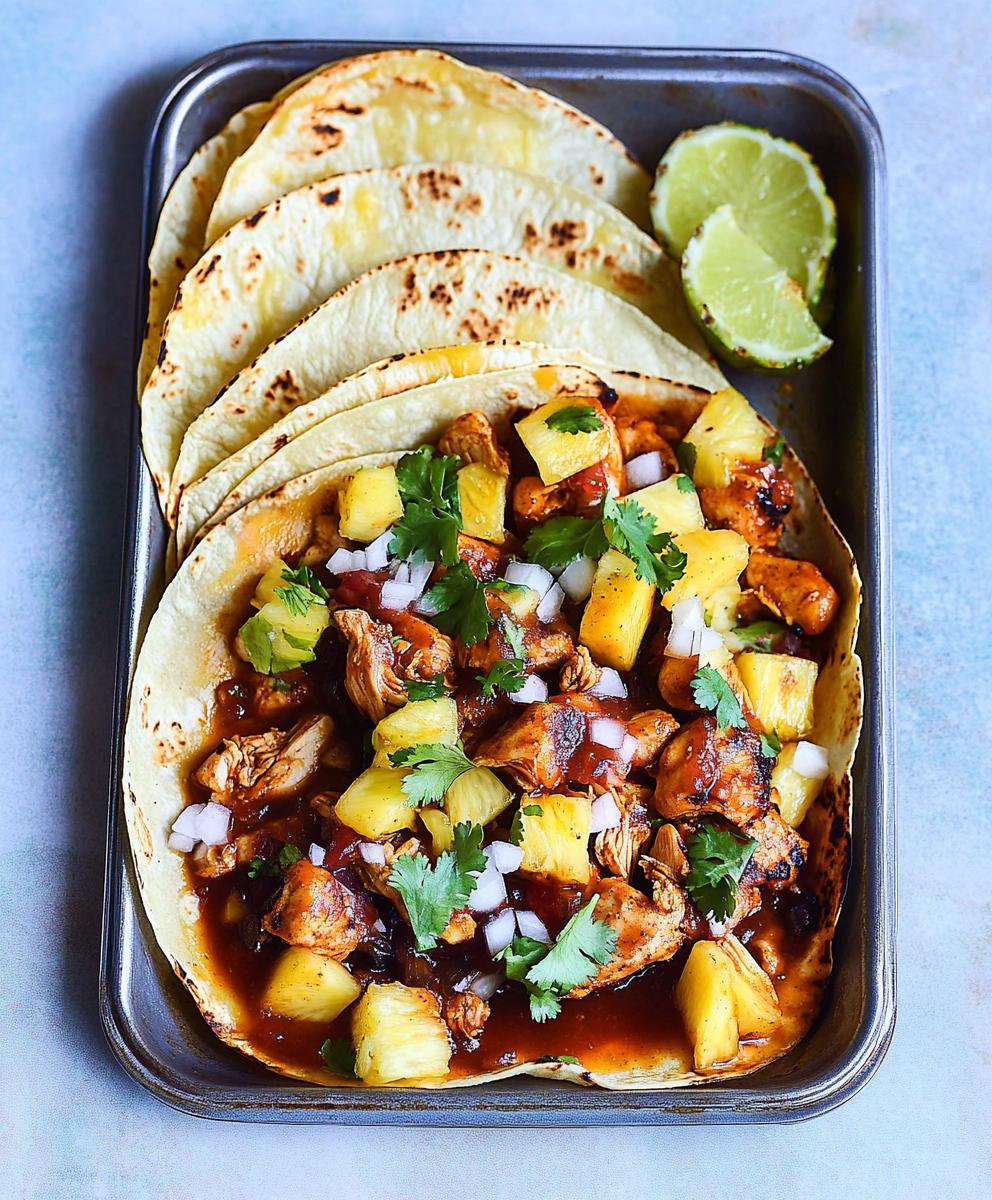 One Pan Chicken & Pineapple Tacos Recipe